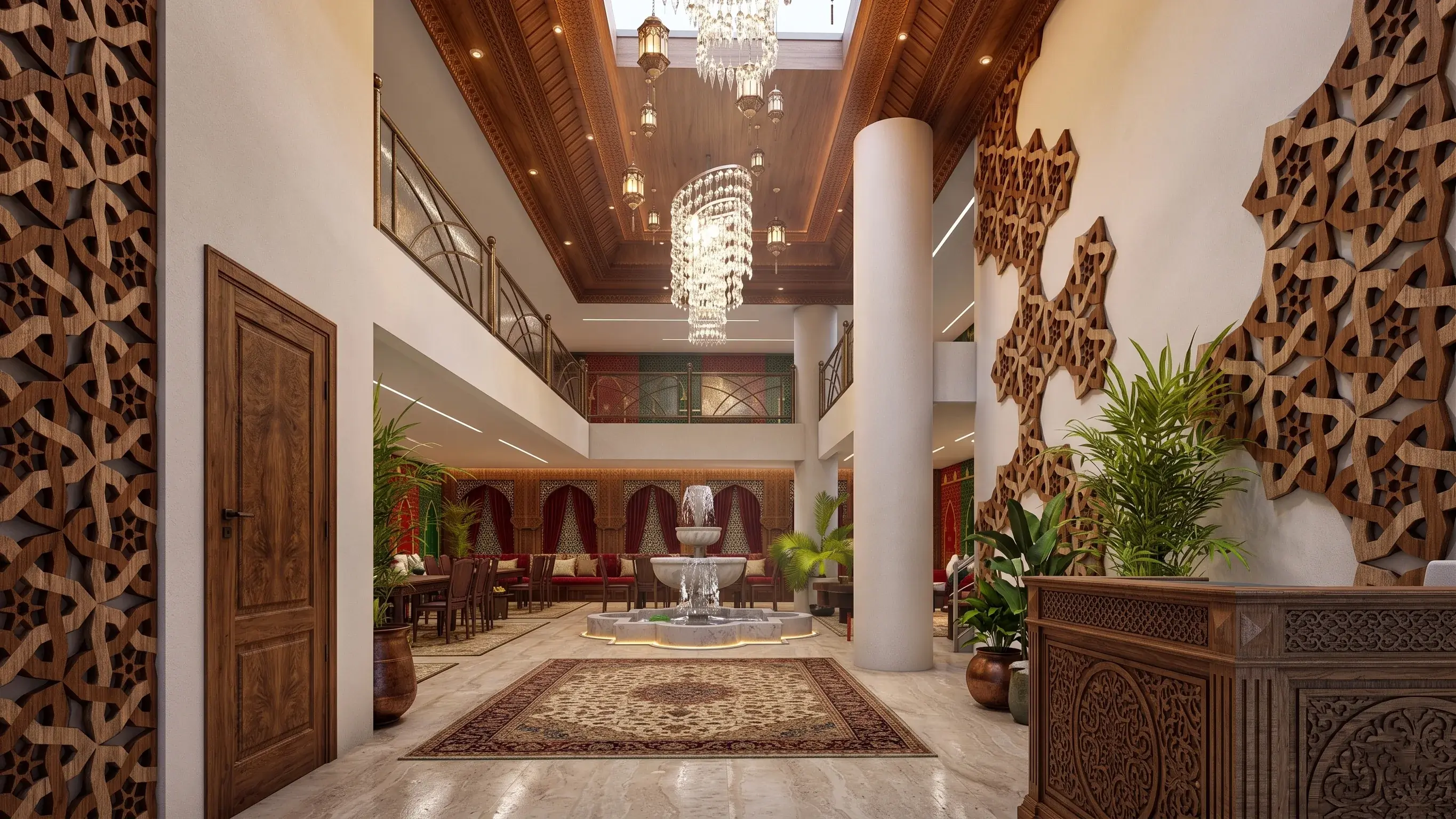 Moroccan Salon Restaurant authentic interior spatial architectural visualization by Khalil Grouz